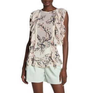 Walter Baker Gorgeous Oliphant Feminine Floral Ruffled Pintucked Top Sz M NEW